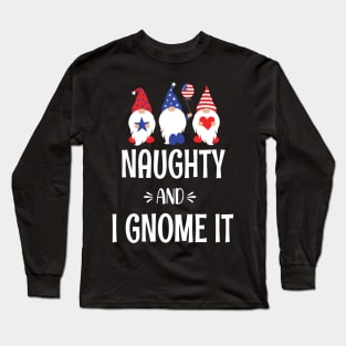 Naughty And I Gnome It - Funny Pajama Christmas Gnomes - Christmas Three Buffalo Plaid Gnomes Long Sleeve T-Shirt